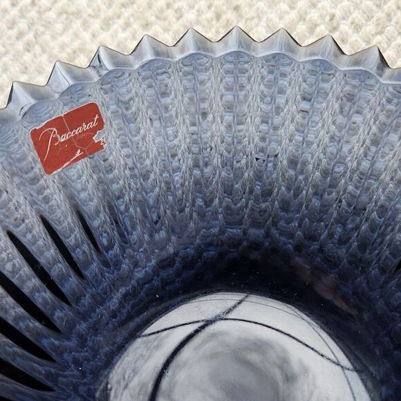 Baccarat Mille Nuits Midnight Blue Glass Crystal Finger Bowl Tableware w Label - Picture 6 of 8